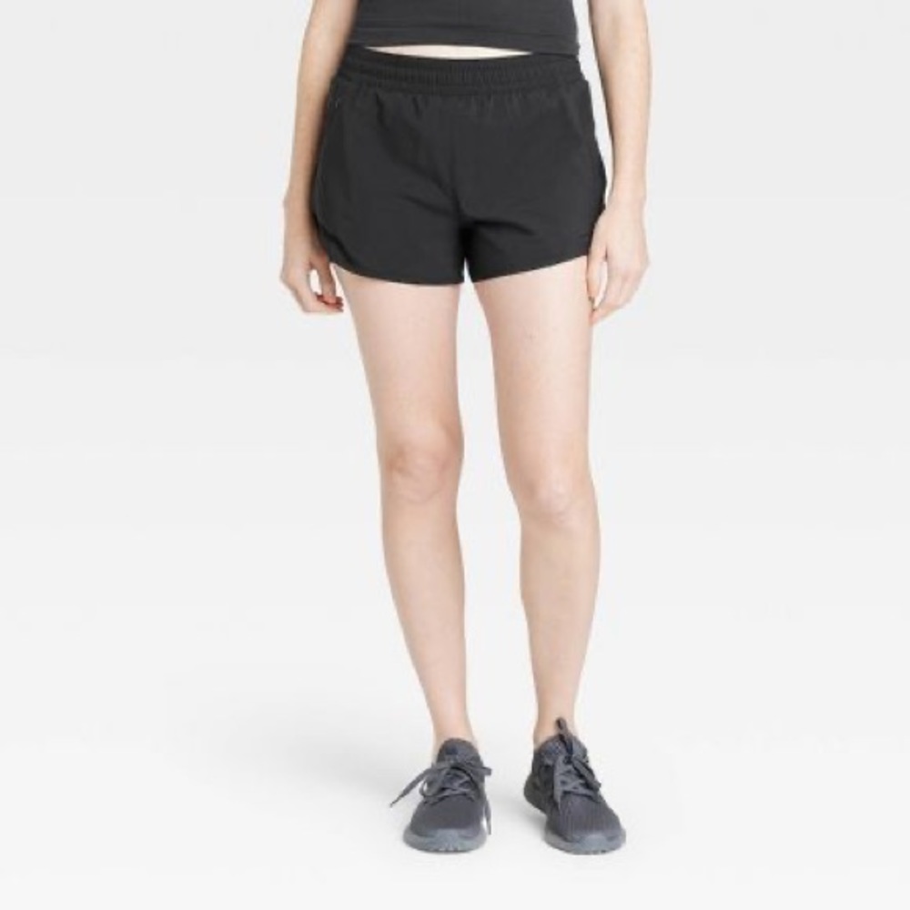 All in Motion Women’s Black Athletic Mid-Rise Run Shorts